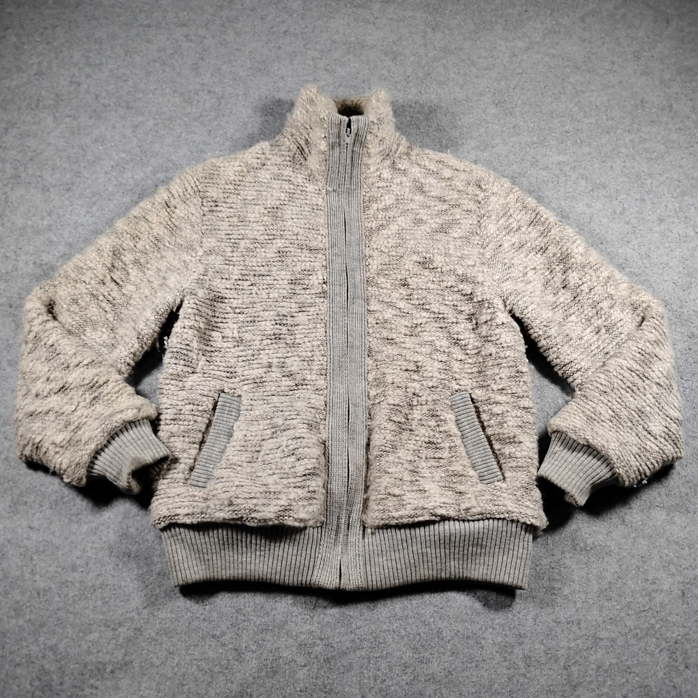 Tundra Pure Virgin Wool Full Zip Mock Neck Sweater Jacket Gray Taupe Men's M